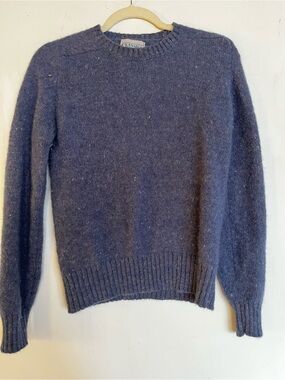 Preppy old money fisherman crew neck 100% Shetland Wool Sweater knit